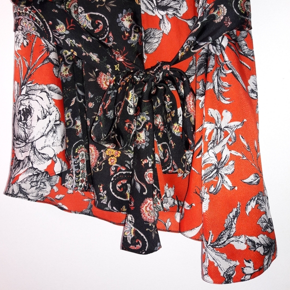 Zara Woman Tie Waist Asymmetrical Blouse XL - Picture 2 of 4